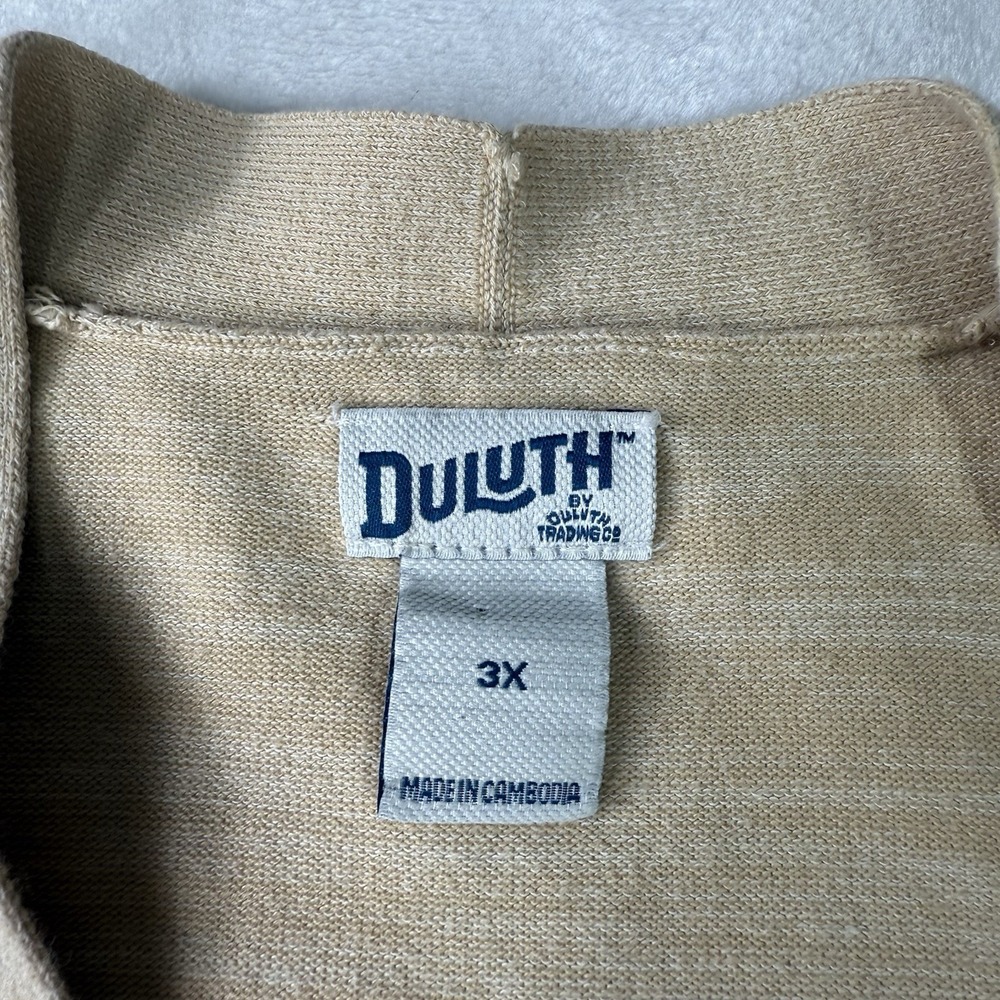 Duluth Trading Duster Cardigan Womens 3X Plus Beige Open Front Cotton Minimalist - Picture 5 of 11